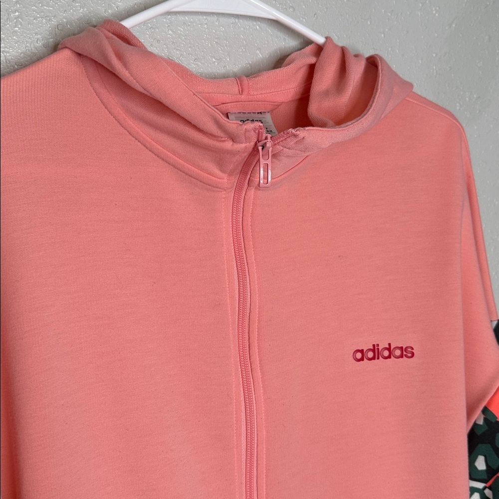 Adidas x Farm Rio Women's Pink Zippered Abstract Sleeve Hooded Track Top Small - Picture 3 of 7